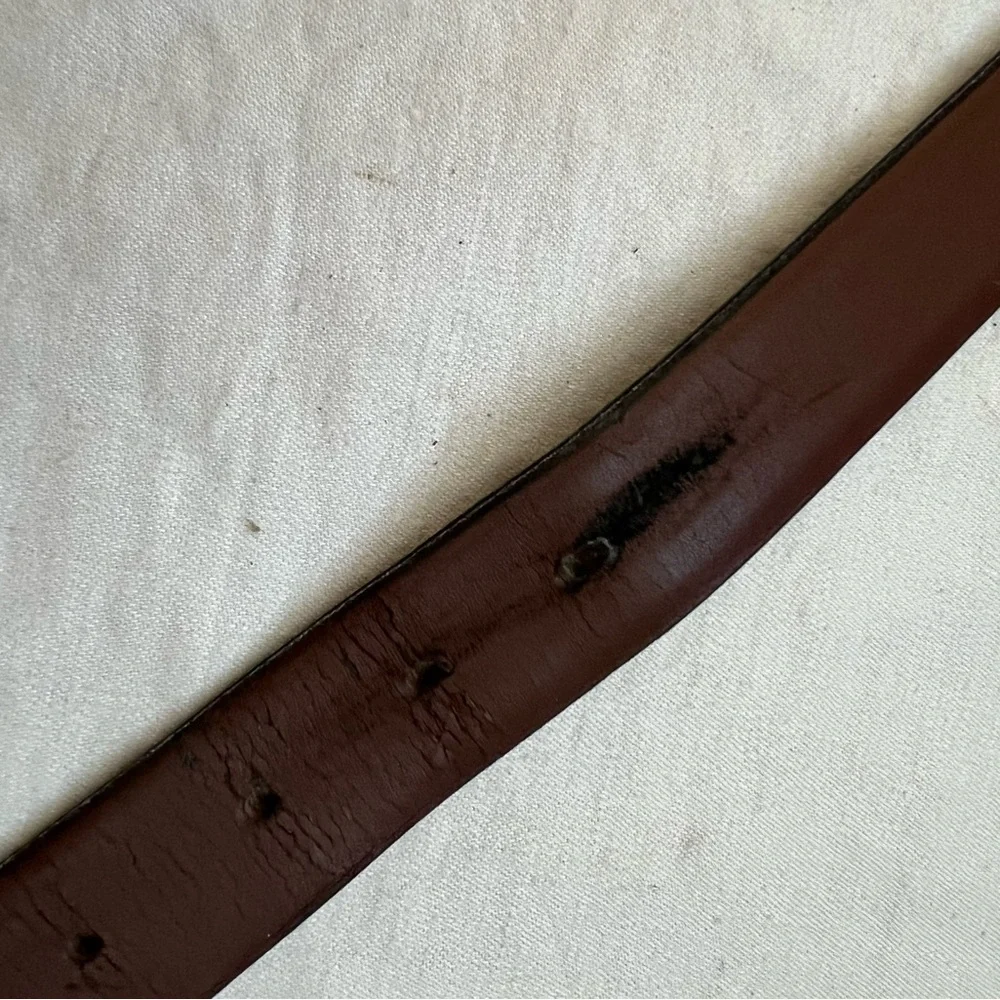 Brown Belt Women's Gold Tone Buckle Leather About 40 
